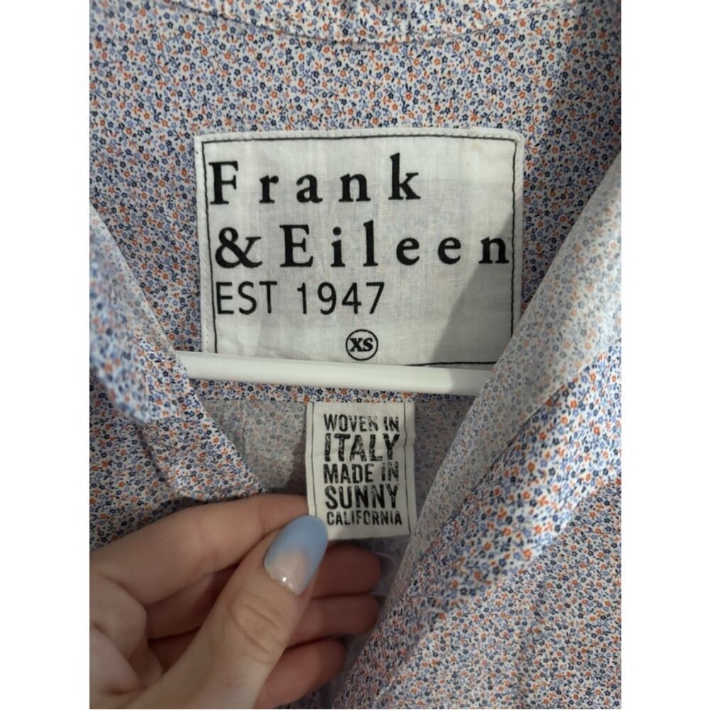 Frank & Eileen Barry Shirt Floral Print Crinkle Cotton Button Down Shirt Size XS - Picture 7 of 13